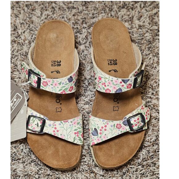 Birkenstock Papillio Dorothy Wedge Sandals Meadow Flowers Beige Size 7 - Picture 8 of 11